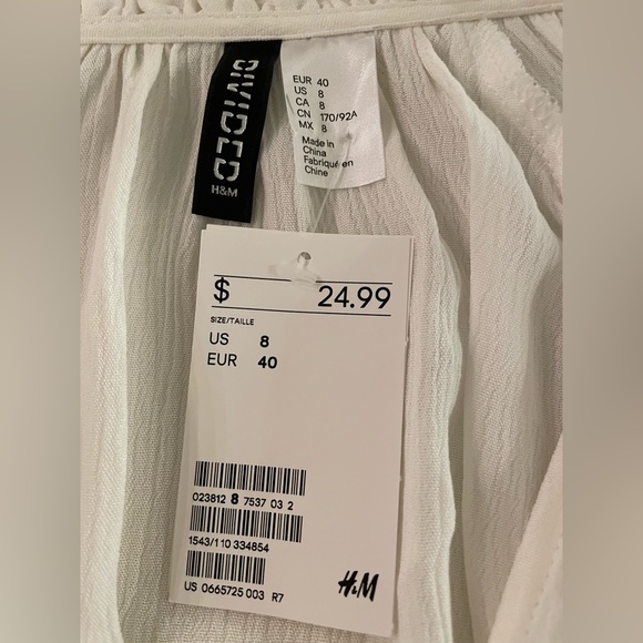 H&M White Long Sleeved Peasant Top **Brand New, Tags On!**  Size 8 - Picture 3 of 5